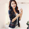 POENFLYWomen Blazers & Jackets Blue Red Plaid Blazer Women blazer Coat Casual One Button Outerwear Short Blazer Feminino