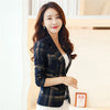 POENFLYWomen Blazers & Jackets Blue Red Plaid Blazer Women blazer Coat Casual One Button Outerwear Short Blazer Feminino