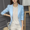 PONEFLY 2022 Ladies Blazers Fashion Single Button Blazer Women Suit Jacket Black /bule Blaser Female Plus Size Blazer Femme