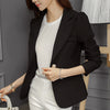 PONEFLY 2022 Ladies Blazers Fashion Single Button Blazer Women Suit Jacket Black /bule Blaser Female Plus Size Blazer Femme