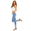 POTILI Woman Jeans Mid Rise Clothes Blue Streetwear Vintage Quality Straight Ripped Pants Office Lady Denim Trousers