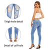 POTILI Woman Jeans Mid Rise Clothes Blue Streetwear Vintage Quality Straight Ripped Pants Office Lady Denim Trousers