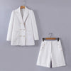 PPYQYKX Za Blazer 2023 Women&#39;s Autumn Woollen Puff Sleeve White Blazer Office High Street Ladies Casual Shorts Business Suit