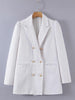 PPYQYKX Za Blazer 2023 Women&#39;s Autumn Woollen Puff Sleeve White Blazer Office High Street Ladies Casual Shorts Business Suit
