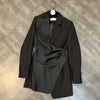 PREPOMP 2023 Autumn  Long Sleeve Turn Down Collar Irregular Double Buttons Black Slim Blazer Women Suit Coat GD688