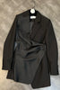 PREPOMP 2023 Autumn  Long Sleeve Turn Down Collar Irregular Double Buttons Black Slim Blazer Women Suit Coat GD688