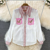 PREPOMP 2023 Suit Female Celebrity Temperament Print Loose Long Sleeve Shirt 2-piece Set High Waist Skirt GE342