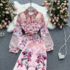 PREPOMP 2023 Temperament Suit Spring Summer Ladies Shirt Design Lace Stitching Elegant Print Skirt Two Piece Set Outfits GB542