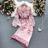 PREPOMP 2023 Temperament Suit Spring Summer Ladies Shirt Design Lace Stitching Elegant Print Skirt Two Piece Set Outfits GB542