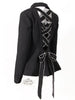 PREPOMP Autumn Women Coat Turn-down Collar Black Hollow Out Bow Bandage Rhinestone Slim Blazer Women Jacker GF990