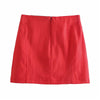 PSEEWE Za Blazer Skirt Suits Red Double Breasted Cropped Blazer Women's Elegant Sets High Waist Mini Skirt Office Casual 2 Pcs
