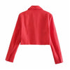 PSEEWE Za Blazer Skirt Suits Red Double Breasted Cropped Blazer Women's Elegant Sets High Waist Mini Skirt Office Casual 2 Pcs