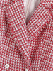 PTYSIC Stylish Women Red Plaid Tweed Blazer Jacket 2023 Office Lady Double Breasted Button Up Slim Coat High Waist Outerwear