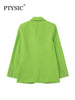 PTYSIC Women Office Lady Apple Green Flap Pockets Blazer Coat A-LINE Back Zipper Fly Skirts Straight Casual Two Piece Sets