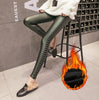 PU Leather Pants Women Elastic Rivet Trousers Plus Size Winter Thick Velvet Slim Pencil Pants high waist Leggings Spring 2022