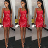 PU Leather Sexy  Sleeveless Bodycon Dresses Woman Party Night Club Wear Dress Black Bandage Dress
