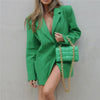 PUWD Casual Woman Green Oversized Cotton Linen Blazer 2023 Spring Female Loose Pocket Outwear Ladies Streetwear Blazers