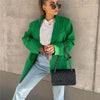 PUWD Casual Woman Green Oversized Cotton Linen Blazer 2023 Spring Female Loose Pocket Outwear Ladies Streetwear Blazers
