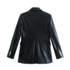PUWD Commuter Women Faux Leather Suit Skirt Set 2023 Autumn/Winter Casual Retro Streetwear Solid Color Blazer Slim Female Skirt