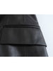 PUWD Women Double-breasted Faux Leather Blazer Coat Vintage Long Sleeve Flap Pockets Female Outerwear Chic Veste Femme