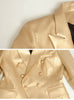 PYJTRL Women Elegant High Street Quality suit Jacket Metal Buttons PU Leather Gold Blazer