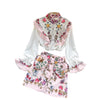 Palace style retro printing western style skirt suit two-piece suit ladies temperament ladies shirt all-match skirt trend