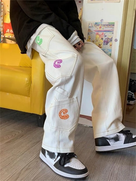Pants Aestethic Retro Cargo Women Pockets Korean Denim Trousers Harajuku Streetwear Grunge Vintage Baggy Trend Jeans