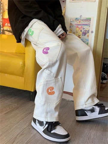 Pants Aestethic Retro Cargo Women Pockets Korean Denim Trousers Harajuku Streetwear Grunge Vintage Baggy Trend Jeans