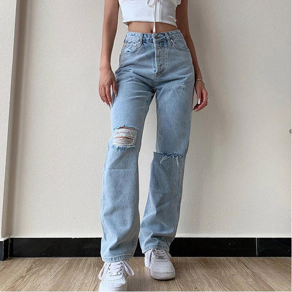 Pants Female Women's Jeans Large Size Boyfriend Jean Women Jeans Y2k Pants High Waist Mom Ripped Jeans 2022 Stright Trousers