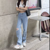 Pants Female Women Jeans Large Size Boyfriend Jean Jeans Ripped Women harajuku Pants High Waist Stright Trousers cotton