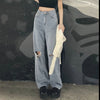Pants Female Women Jeans Large Size Boyfriend Jean Jeans Ripped Women harajuku Pants High Waist Stright Trousers cotton