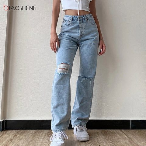 Pants Female Women's Jeans Large Size Boyfriend Jean Women  Jeans y2k Pants High Waist Mom Ripped Jeans 2022 Stright Trousers