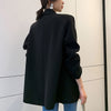 Patch Designs Blazer Women England Style Black White Blazers Female Loose Long Sleeve Suit Jacket