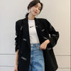 Patch Designs Blazer Women England Style Black White Blazers Female Loose Long Sleeve Suit Jacket