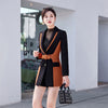 Patchwork Blazer Women 2023 Design High End Temperament  Formal Mid Length Slim Jacket Office Ladies Work Coat