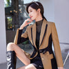 Patchwork Blazer Women 2023 Design High End Temperament  Formal Mid Length Slim Jacket Office Ladies Work Coat