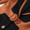 Patchwork Blazer Women 2023 Design High End Temperament  Formal Mid Length Slim Jacket Office Ladies Work Coat