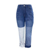 Patchwork Casual Blue Straight Long Jeans Pants Women Skinny Slim Elegant High Waist Denim Trousers Ladies Autumn