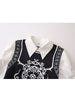 Patchwork Casual Loose Kawaii Knitwear Tops Autumn Winter Sweater Ruffle Lapel Collar Fake Two Pieces Knitted Pullovers Women