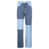 Patchwork Cargo Jeans Women High Waist Buttons Fly Streetwear Straight Pants 90s Retro Punk Straight Denim Pants