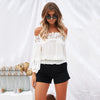Patchwork Lace White Shirt Women 2022 Fashion Off Shoulder Peplum Top Blouse With Sleeve Streetwear Loose Blouses Women Clothing