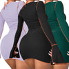 Patchwork Ribbed Bodycon Dresses Stripe Low-Cut Hollow Out Long Flared Sleeve Club Partywear Fashionable Lace Up Fall Clothing