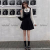 Patchwork Ruched Mini Dress Shirt Puff Long Sleeve Lolita Vestidos Cortos A-Line Kawaii Party Black Korean Cute 2022 Spring Fall