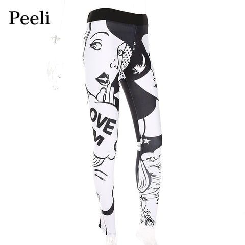 I Love Squat Letter Print High Waist Sporting Fitness Leggings Women Workout Push Up Pants Punk Rock Elastic Sexy Leggings