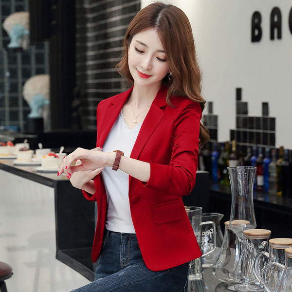 Peonfly 2023 Blazer Femme Jackets Women Blazer Long Sleeve Blazers Solid Single Button Coat Slim Office Lady Jacket Female Tops