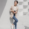 Peonfly 2022 Autumn Blazer Jacket Women Casual Korean Pockets Long Sleeve Coat Office Ladies Solid Loose Blazer