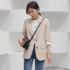 Peonfly 2022 Autumn Blazer Jacket Women Casual Korean Pockets Long Sleeve Coat Office Ladies Solid Loose Blazer