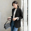 Peonfly 2023 Autumn Blazer Jacket Women Casual Korean Pockets Long Sleeve Coat Office Ladies Solid Loose Blazer
