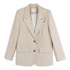 Peonfly 2023 Autumn Blazer Jacket Women Casual Korean Pockets Long Sleeve Coat Office Ladies Solid Loose Blazer