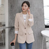 Peonfly 2023 Autumn Blazer Jacket Women Casual Korean Pockets Long Sleeve Coat Office Ladies Solid Loose Blazer